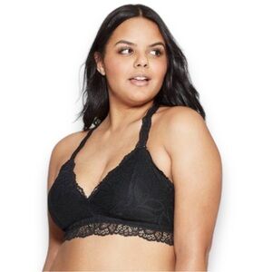 Auden black medium lace racer back bralette wire free Black size M